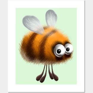 Fluffy Bee Funny Cartoon Character Posters and Art